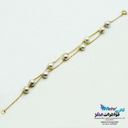 دستبند طلا و سنگ - طرح مروارید نشان-SB1111